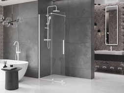 Mexen Velar Duschwand Schiebewand Walk-in 80 x 200 cm, transparent 8 mm, weiß - 871-080-000-03-20