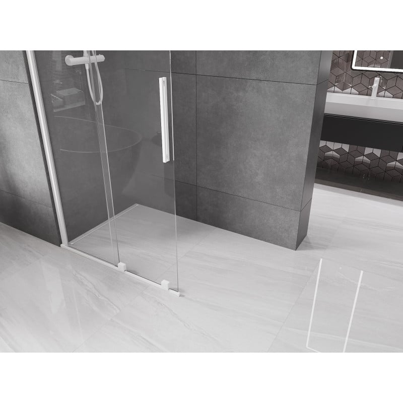 Mexen Velar Schiebetür-Duschwand Walk-in 100 x 200 cm, transparent 8 mm, weiß - 871-100-000-03-20