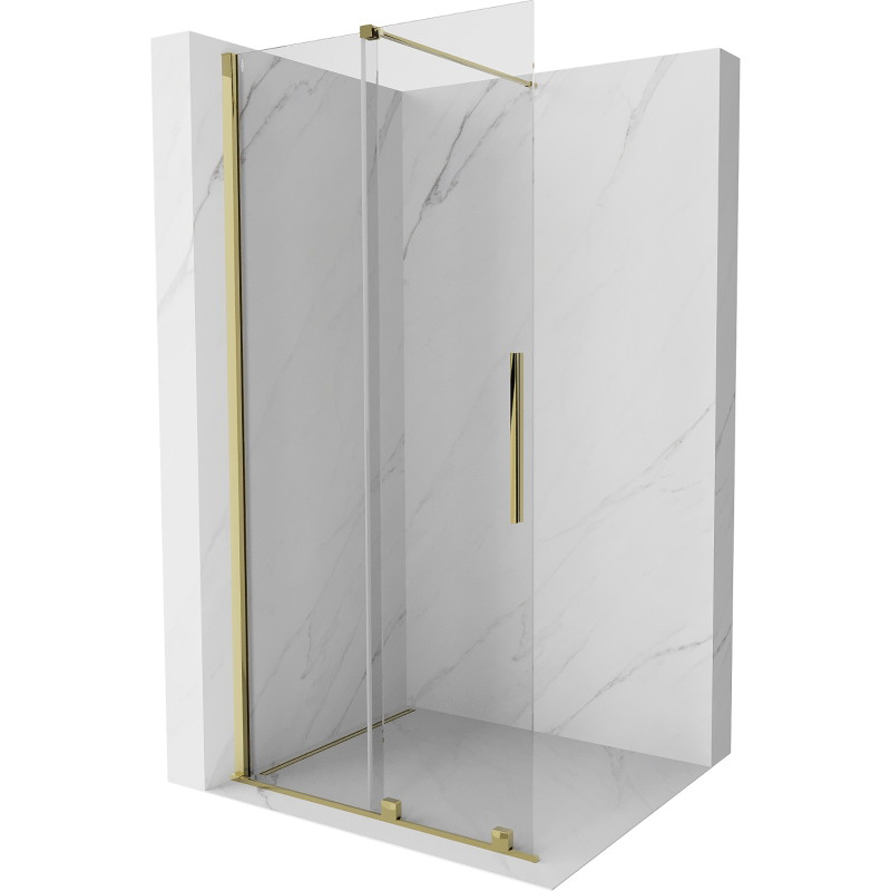 Mexen Velar Schiebetür-Duschwand Walk-in 75 x 200 cm, transparent 8 mm, gold - 871-075-000-03-50