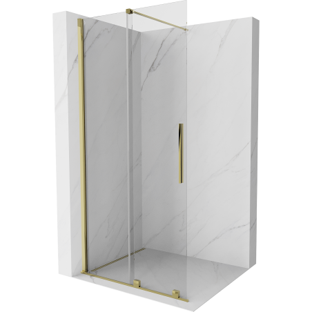 Mexen Velar verschiebbare Walk-in-Duschwand 75 x 200 cm, transparent 8 mm, gold - 871-075-000-03-50