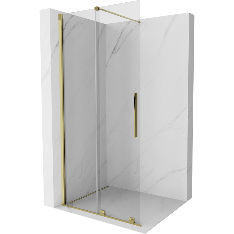 Mexen Velar Duschwand schwenkbar Walk-in 100 x 200 cm, transparent 8 mm, gold - 871-100-000-03-50