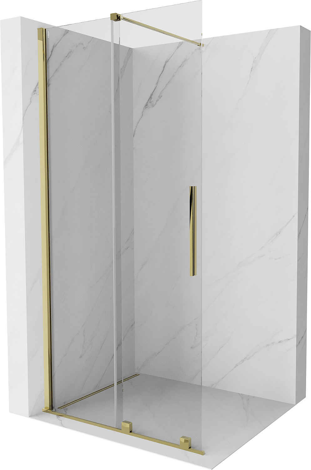 Mexen Velar Duschwand schwenkbar Walk-in 100 x 200 cm, transparent 8 mm, gold - 871-100-000-03-50