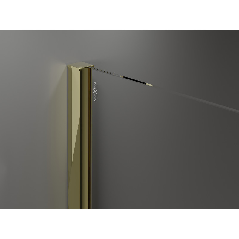 Mexen Velar Schiebeduschwand Walk-in 100 x 200 cm, transparent 8 mm, gold - 871-100-000-03-50