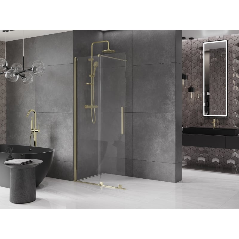 Mexen Velar Schiebetrennwand Walk-in 120 x 200 cm, transparent 8 mm, gold - 871-120-000-03-50
