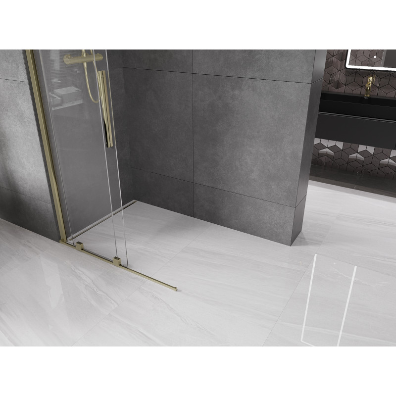 Mexen Velar Schiebeduschewand Walk-in 90 x 200 cm, transparent 8 mm, gold - 871-090-000-03-50