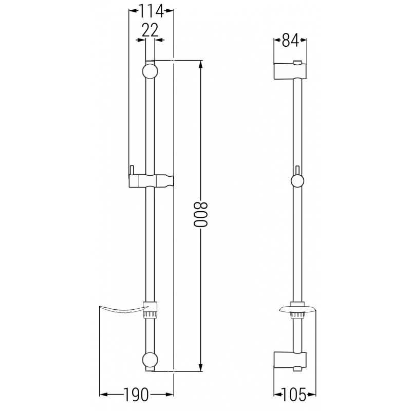 Mexen DF Duschstange mit Seifenschale 80 cm, Chrom - 79382-00