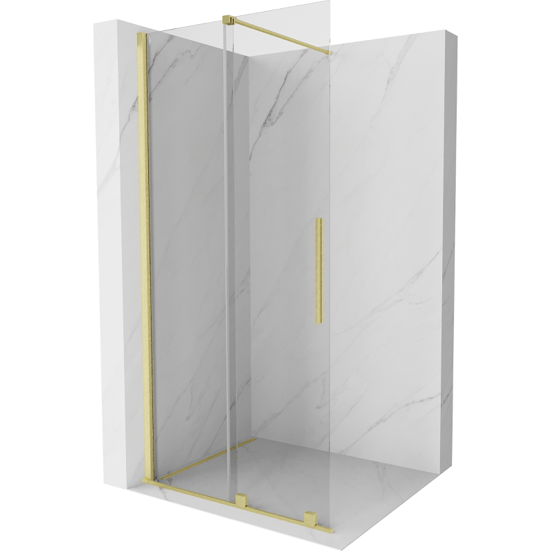 Mexen Velar Duschwand Schiebetür Walk-in 75 x 200 cm, transparent 8 mm, gebürstetes Gold - 871-075-000-03-55