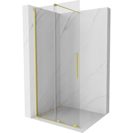 Mexen Velar Duschwand Schiebetür Walk-in 80 x 200 cm, transparent 8 mm, gebürstetes Gold - 871-080-000-03-55