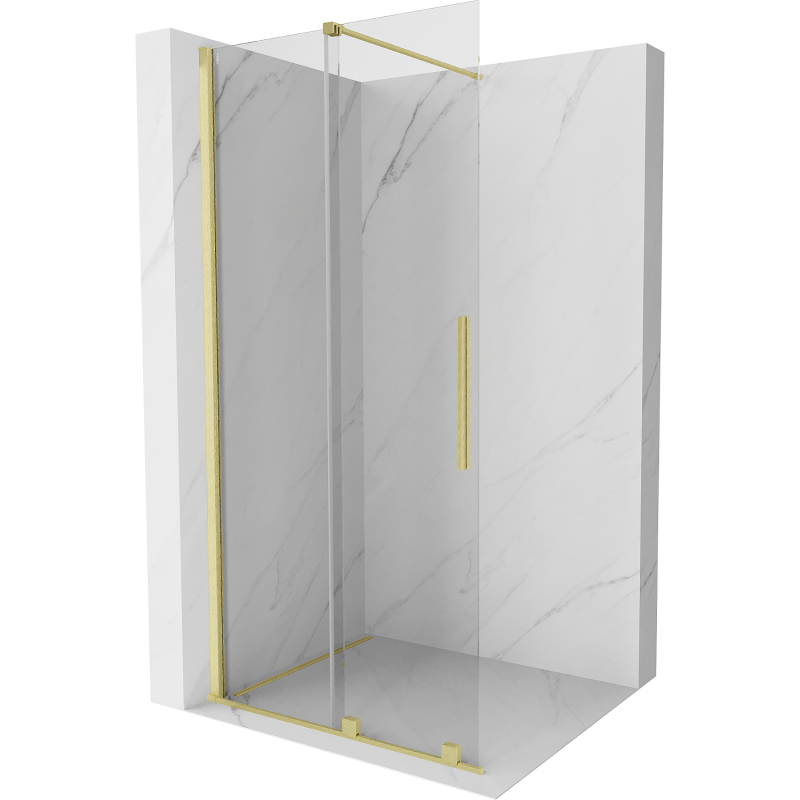 Mexen Velar Duschwand zum Schieben Walk-in 85 x 200 cm, transparent 8 mm, gebürstetes Gold - 871-085-000-03-55