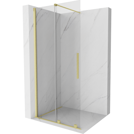 Mexen Velar Duschwand ausziehbar Walk-in 85 x 200 cm, transparent 8 mm, gebürstetes Gold - 871-085-000-03-55