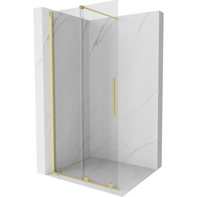 Mexen Velar Schiebetrennwand Walk-in 90 x 200 cm, transparent 8 mm, gebürstetes Gold - 871-090-000-03-55