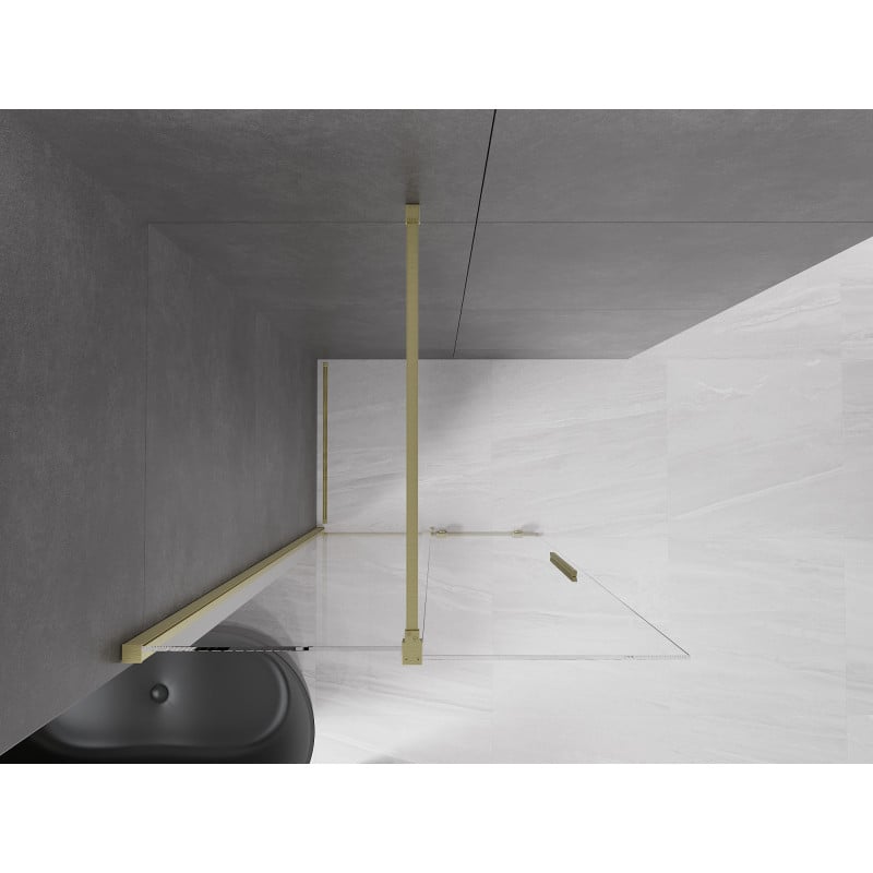 Mexen Velar Duschwand verschiebbar Walk-in 90 x 200 cm, transparent 8 mm, gold gebürstet - 871-090-000-03-55