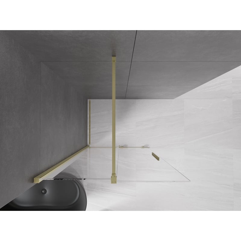 Mexen Velar Schiebetrennwand Walk-in 90 x 200 cm, transparent 8 mm, gebürstetes Gold - 871-090-000-03-55