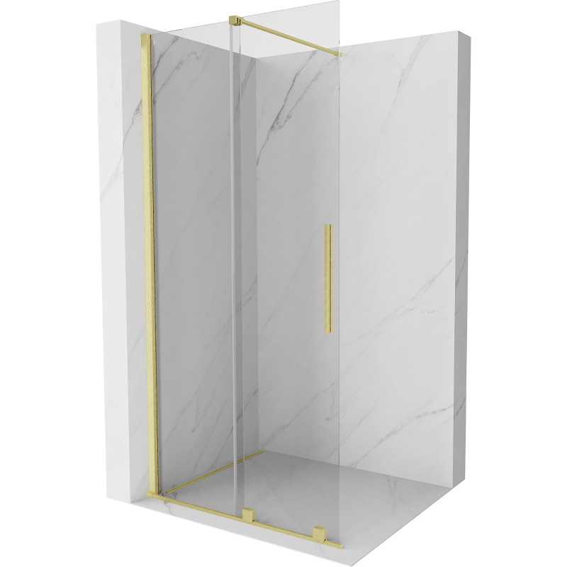 Mexen Velar Schiebbare Walk-In-Duschwand 100 x 200 cm, transparent 8 mm, gebürstetes Gold - 871-100-000-03-55