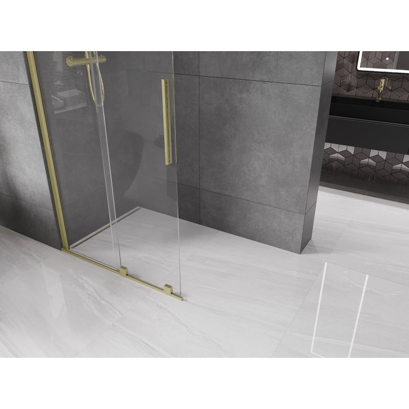 Mexen Velar Duschwand Schiebetür Walk-in 110 x 200 cm, transparent 8 mm, gold gebürstet - 871-110-000-03-55