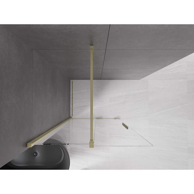 Mexen Velar Schiebeduschwand Walk-in 120 x 200 cm, transparent 8 mm, gold gebürstet - 871-120-000-03-55