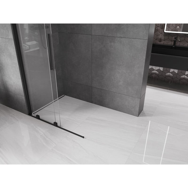 Mexen Velar Duschwand Schiebetür Walk-in 90 x 200 cm, transparent 8 mm, schwarz - 871-090-000-03-70