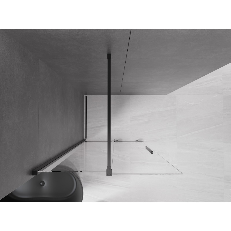 Mexen Velar Schiebetrennwand Walk-in 90 x 200 cm, transparent 8 mm, schwarz - 871-090-000-03-70