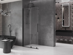 Mexen Velar Schiebetür-Duschwand Walk-in 100 x 200 cm, transparent 8 mm, schwarz - 871-100-000-03-70