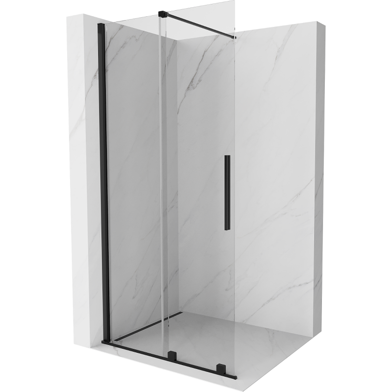 Mexen Velar Duschwand schiebbar Walk-in 110 x 200 cm, transparent 8 mm, schwarz - 871-110-000-03-70