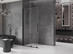 Mexen Velar Duschwand schiebbar Walk-in 110 x 200 cm, transparent 8 mm, schwarz - 871-110-000-03-70