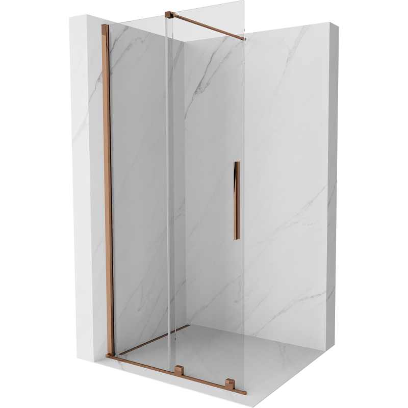 Mexen Velar Duschwand ausziehbar Walk-in 75 x 200 cm, transparent 8 mm, roségold - 871-075-000-03-60