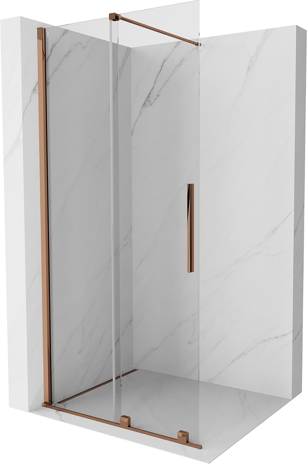 Mexen Velar Duschwand ausziehbar Walk-in 75 x 200 cm, transparent 8 mm, roségold - 871-075-000-03-60