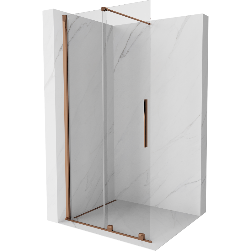 Mexen Velar Duschwand schiebbar Walk-in 80 x 200 cm, transparent 8 mm, Roségold - 871-080-000-03-60
