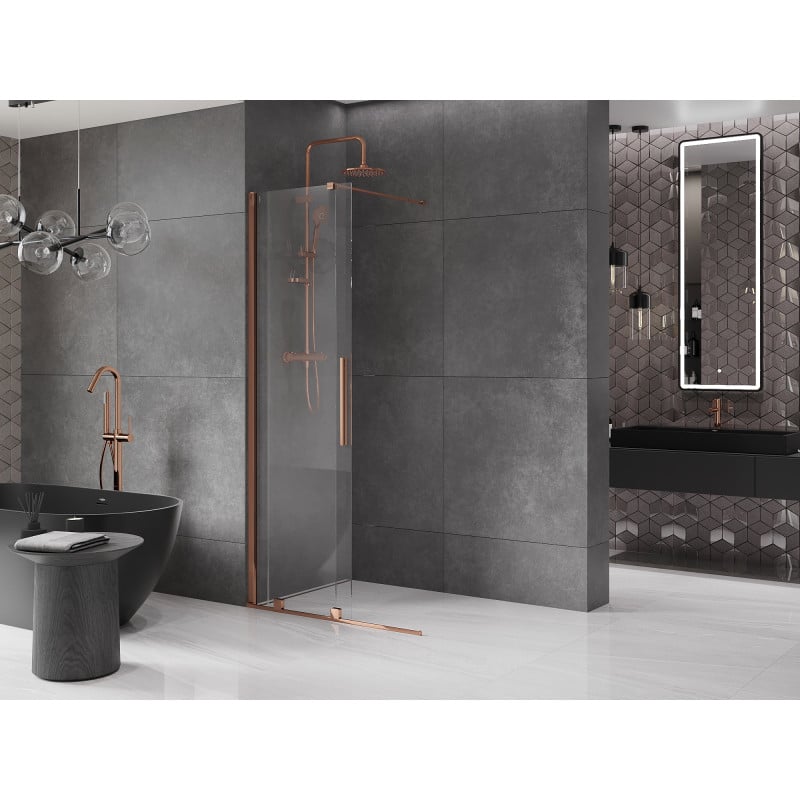 Mexen Velar Duschwand schiebbar Walk-in 80 x 200 cm, transparent 8 mm, Roségold - 871-080-000-03-60
