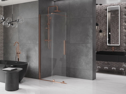 Mexen Velar Duschwand schiebbar Walk-in 80 x 200 cm, transparent 8 mm, Roségold - 871-080-000-03-60