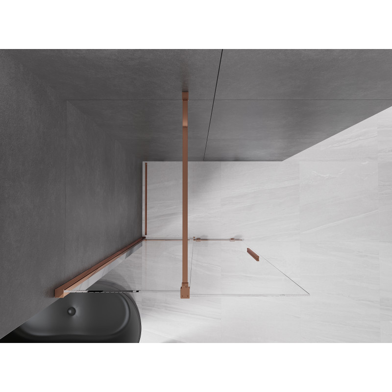 Mexen Velar Duschwand verschiebbar Walk-in 90 x 200 cm, transparent 8 mm, Roségold - 871-090-000-03-60