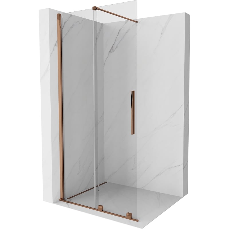 Mexen Velar Schiebetrennwand Walk-in 120 x 200 cm, transparent 8 mm, Roségold - 871-120-000-03-60