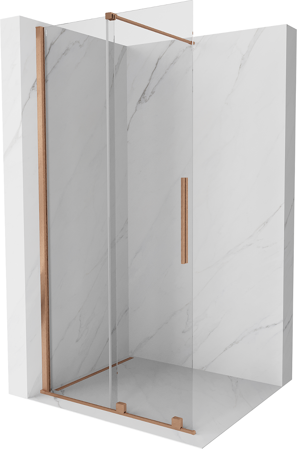 Mexen Velar Duschwand Walk-in 80 x 200 cm, transparent 8 mm, gebürstetes Messing - 871-080-000-03-65