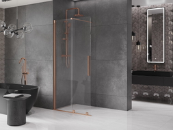 Mexen Velar Schiebetrennwand Walk-in 85 x 200 cm, transparent 8 mm, gebürstetes Kupfer - 871-085-000-03-65