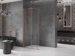 Mexen Velar verschiebbare Duschwand Walk-in 90 x 200 cm, transparent 8 mm, gebürstetes Kupfer - 871-090-000-03-65