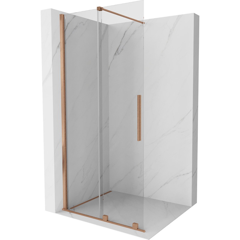 Mexen Velar Verschiebbare Duschwand Walk-in 100 x 200 cm, transparent 8 mm, gebürstetes Kupfer - 871-100-000-03-65