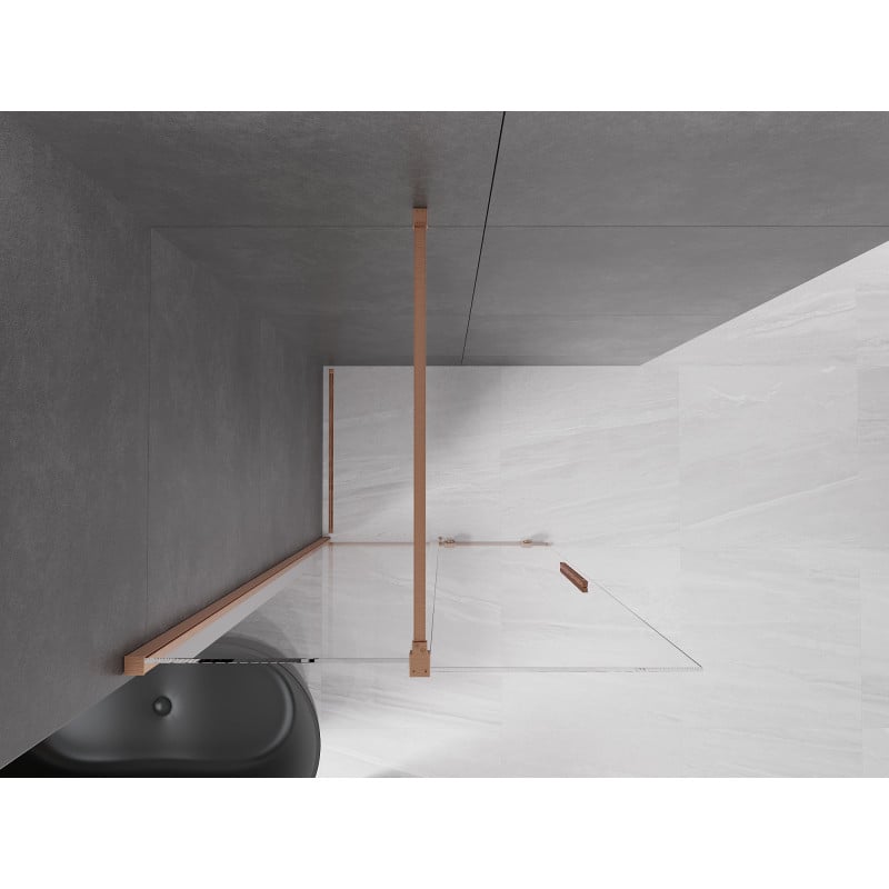 Mexen Velar Schiebetrennwand Walk-in 100 x 200 cm, transparent 8 mm, gebürstetes Kupfer - 871-100-000-03-65