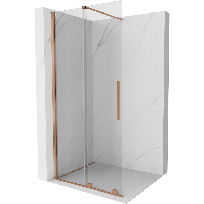 Mexen Velar Duschwand Schiebetür Walk-in 110 x 200 cm, transparent 8 mm, gebürstetes Kupfer - 871-110-000-03-65