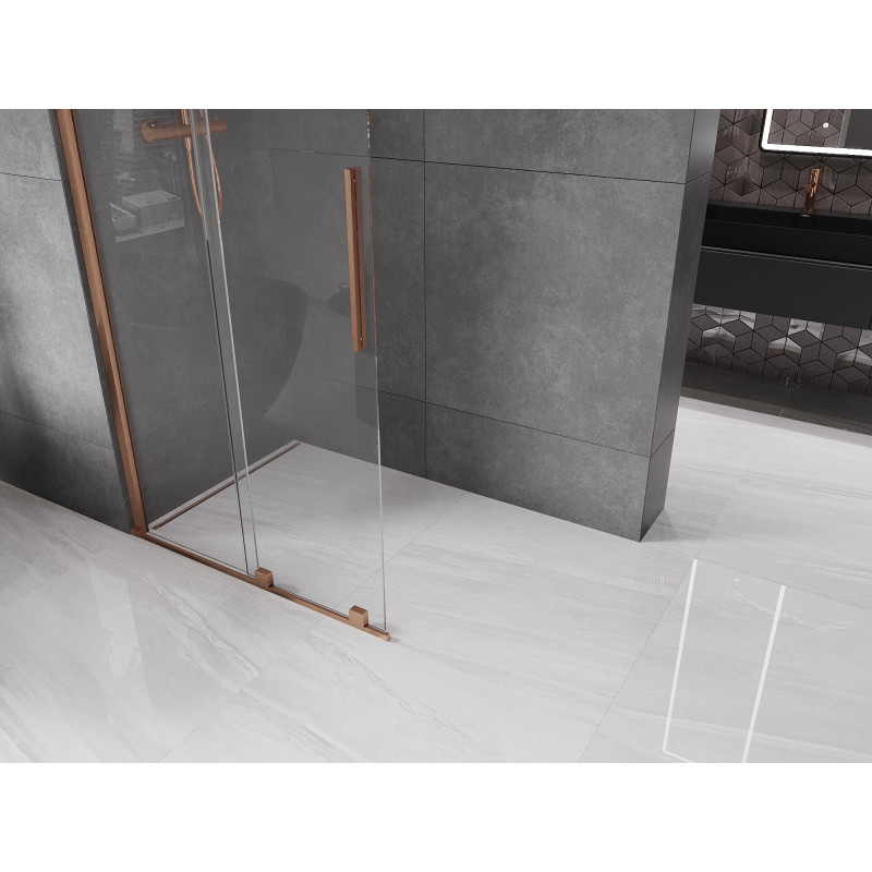Mexen Velar Duschwand zum Schieben Walk-in 120 x 200 cm, transparent 8 mm, gebürstetes Kupfer - 871-120-000-03-65