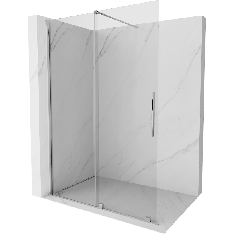 Mexen Velar Duschwand verschiebbar Walk-in 130 x 200 cm, transparent 8 mm, Chrom - 871-130-000-03-01