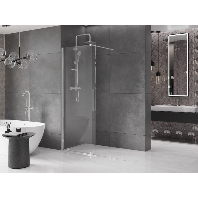 Mexen Velar Duschwand verschiebbar Walk-in 130 x 200 cm, transparent 8 mm, Chrom - 871-130-000-03-01