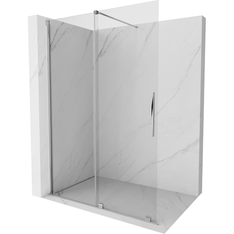 Mexen Velar Schiebetrennwand Walk-in 140 x 200 cm, transparent 8 mm, Chrom - 871-140-000-03-01