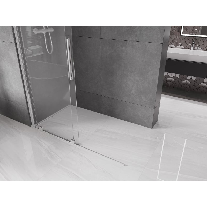 Mexen Velar Schiebetrennwand Walk-in 140 x 200 cm, transparent 8 mm, Chrom - 871-140-000-03-01