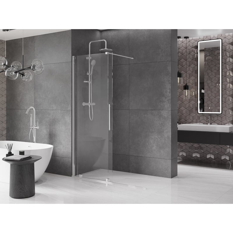 Mexen Velar Schiebetür-Duschwand Walk-in 140 x 200 cm, transparent 8 mm, Chrom - 871-140-000-03-01