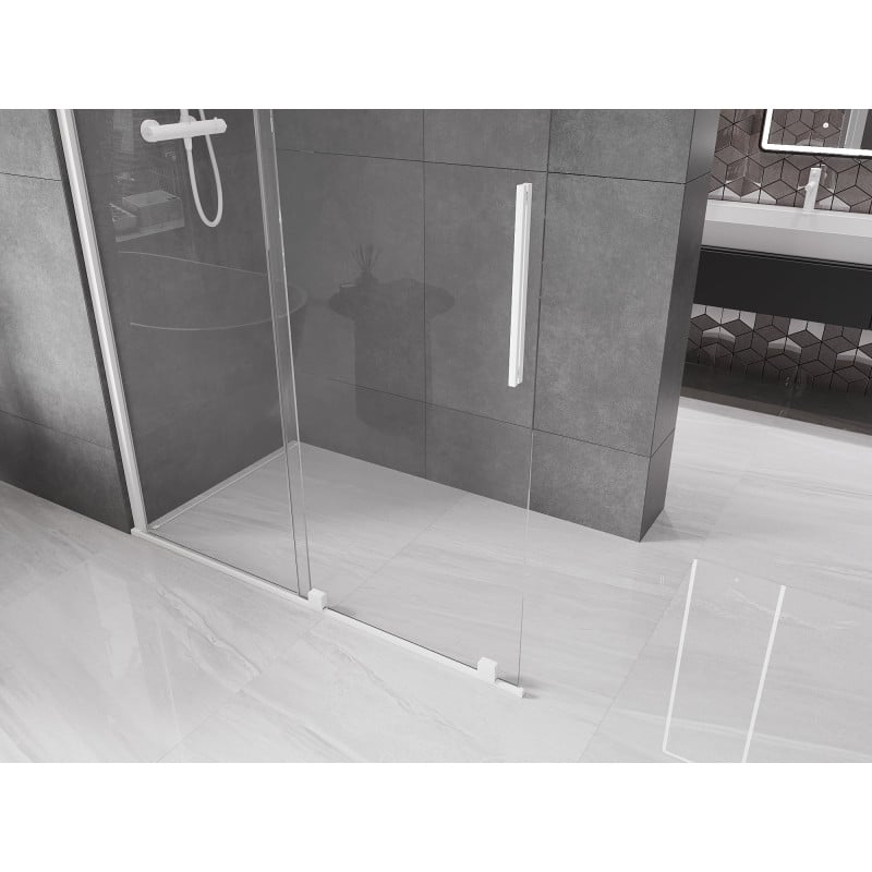Mexen Velar Duschwand verschiebbar Walk-in 150 x 200 cm, transparent 8 mm, weiß - 871-150-000-03-20