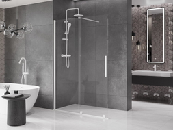 Mexen Velar Duschwand verschiebbar Walk-in 150 x 200 cm, transparent 8 mm, weiß - 871-150-000-03-20