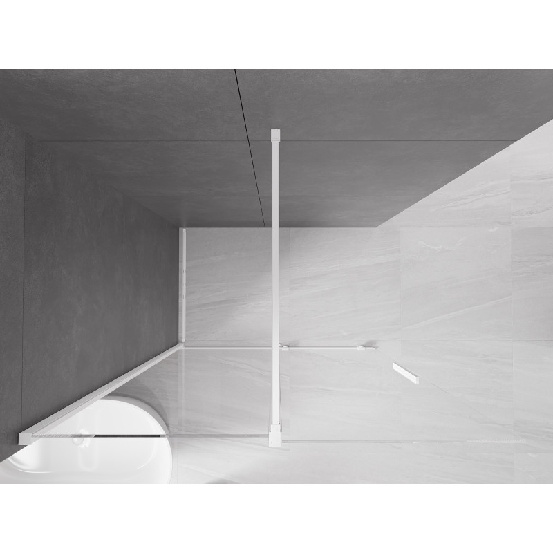 Mexen Velar verschiebbare Duschwand Walk-in 140 x 200 cm, transparent 8 mm, weiß - 871-140-000-03-20