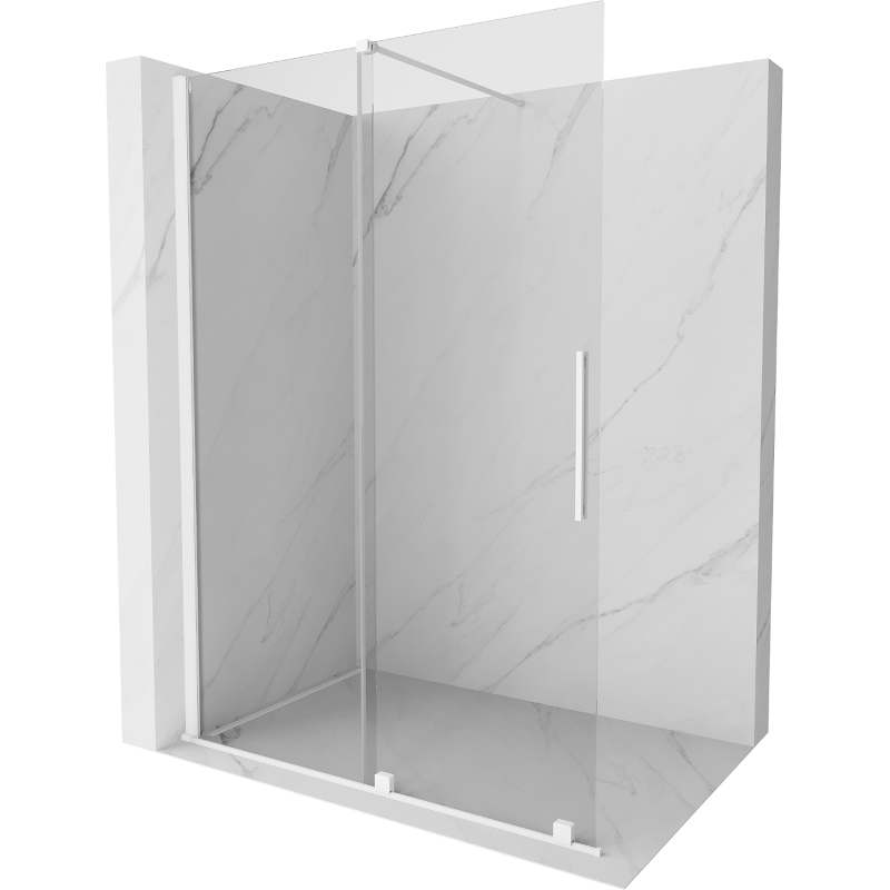 Mexen Velar begehbare Schiebeduschwand 130 x 200 cm, transparent 8 mm, weiß - 871-130-000-03-20