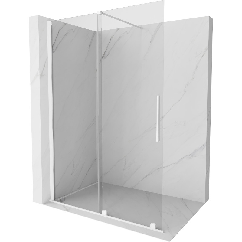 Mexen Velar Schiebetür-Duschabtrennung Walk-in 130 x 200 cm, transparent 8 mm, weiß - 871-130-000-03-20
