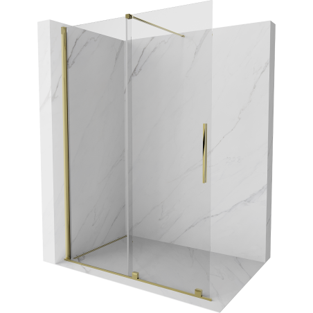 Mexen Velar verschiebbare Duschwand Walk-in 130 x 200 cm, transparent 8 mm, gold - 871-130-000-03-50